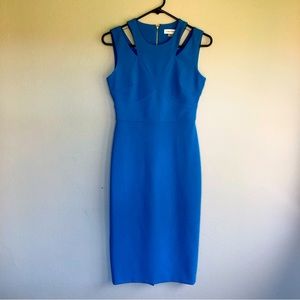 Calvin Klein MIDI cerulean blue dress with cut outs